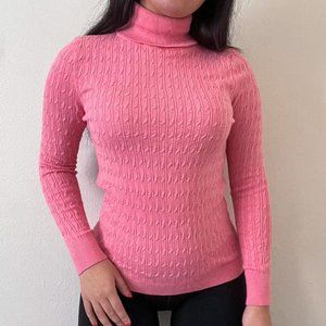 Pink Cable Knit Turtleneck